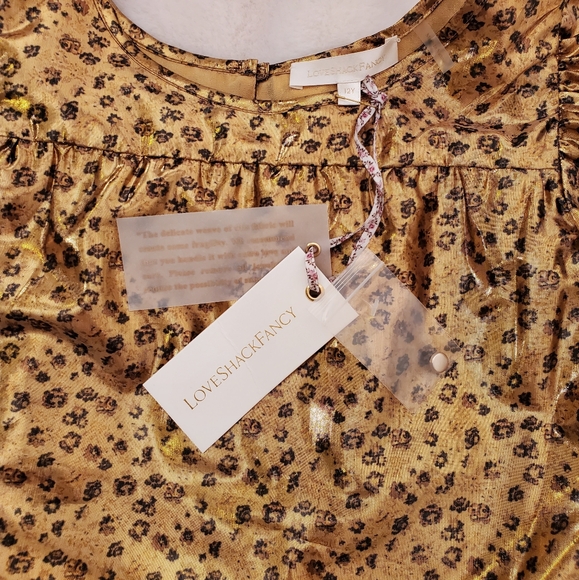 New Girls Love Shack Fancy Callie Gold Metallic Dress Size 12Y - Picture 10 of 12